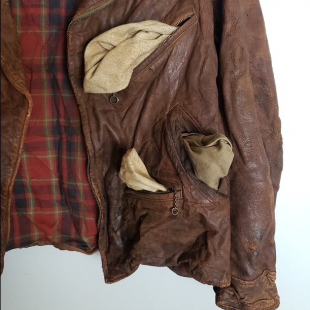 ❌SOLD❌ Antique Biker Jacket 40s 50s Distressed - Picture 8 of 14